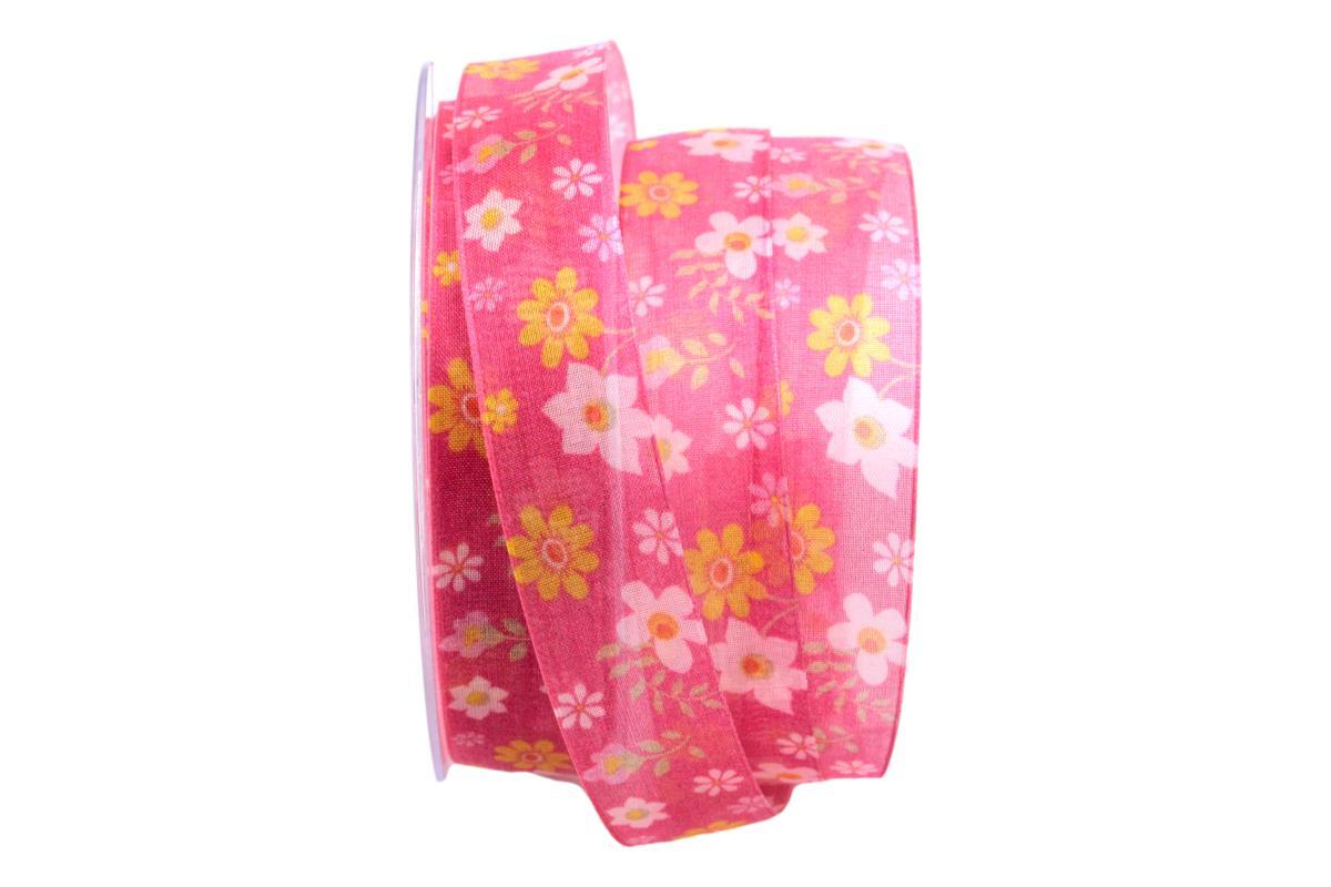 Blumenband Flower Shower pink 25mm m.f.Kante