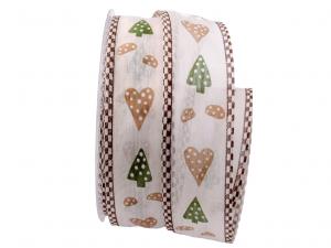 Weihnachtsband Christmasdreams creme 40mm mit Draht Weihnachtsband Christmasdreams creme 40mm mit Draht