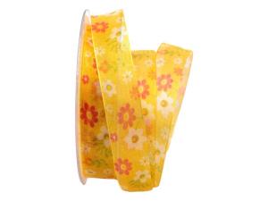 Blumenband Flower Shower gelb 25mm m.f.Kante