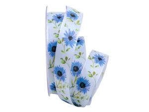 Blumenband Big Flowers 25mm blau ohne Draht