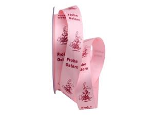 Spruchband " Frohe Ostern" rosa 25mm ohne Draht