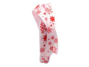 Geschenkband Dekoband Schleifenband Weihnachtsband Sternenschauer weiß / rot 15mm ohne Draht