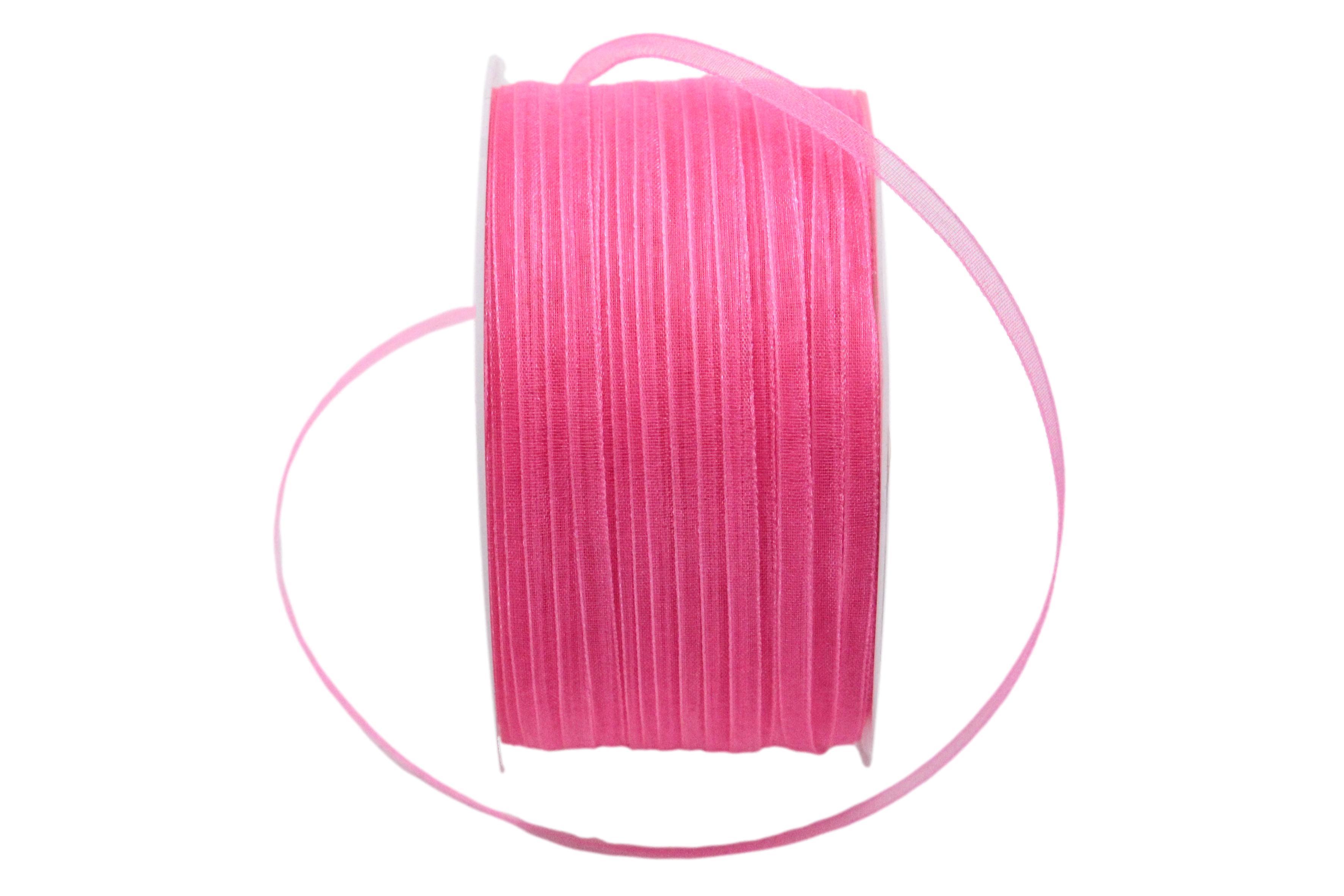 Organzabändchen 3mm pink ohne Draht