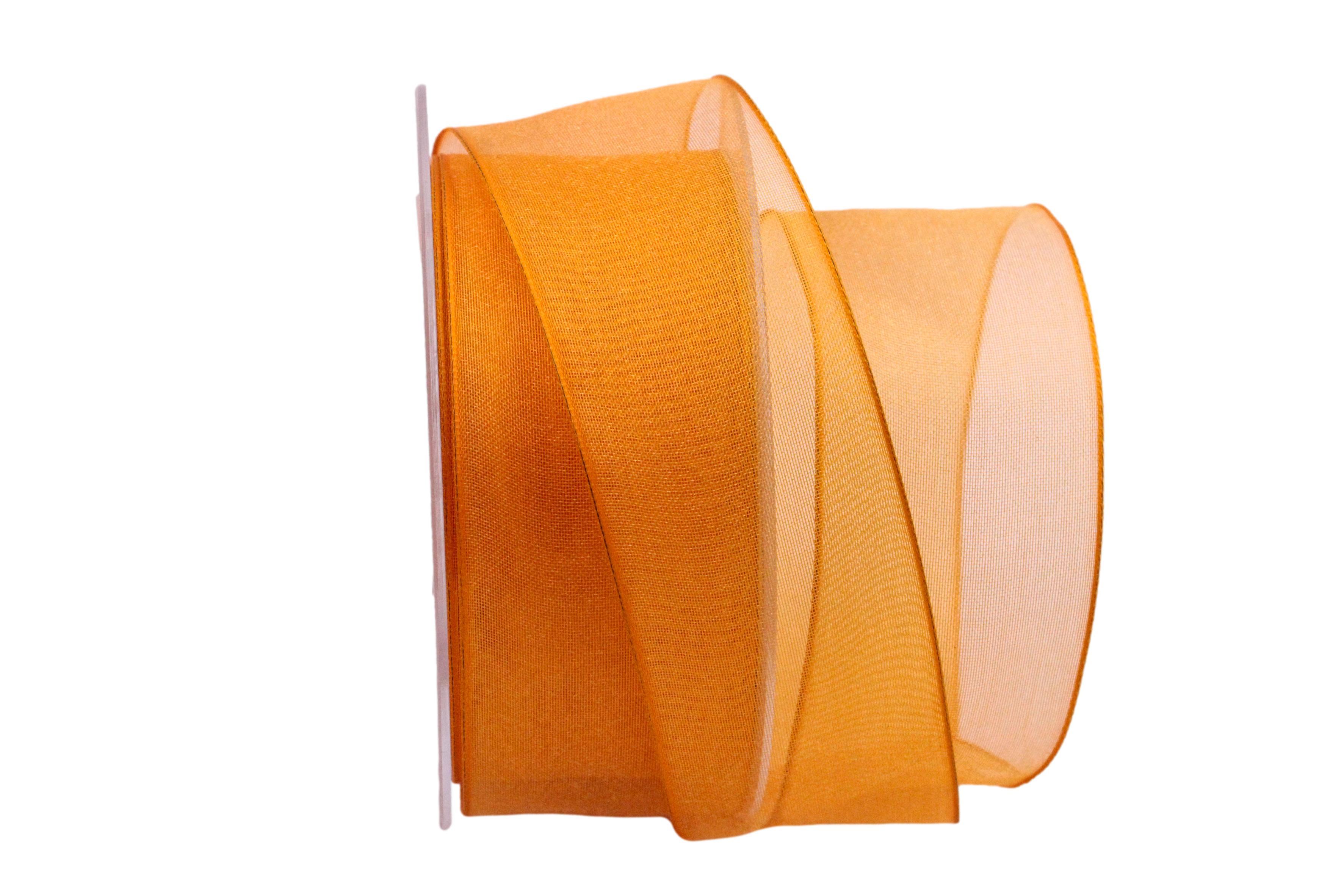 Organzaband Light Orange 40mm mit Draht