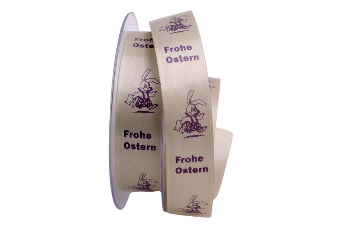 Spruchband " Frohe Ostern" toffee 25mm ohne Draht